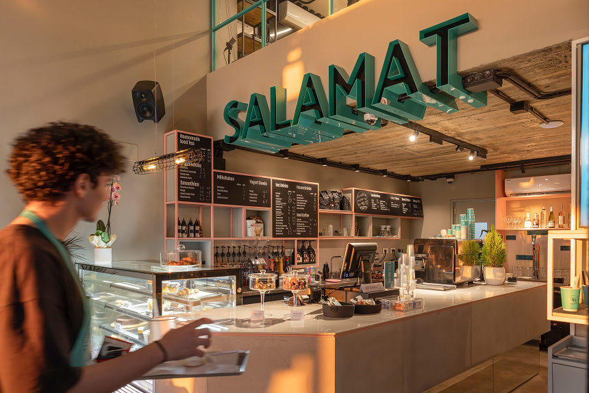 FEER'S cafe interior with SALAMAT sign